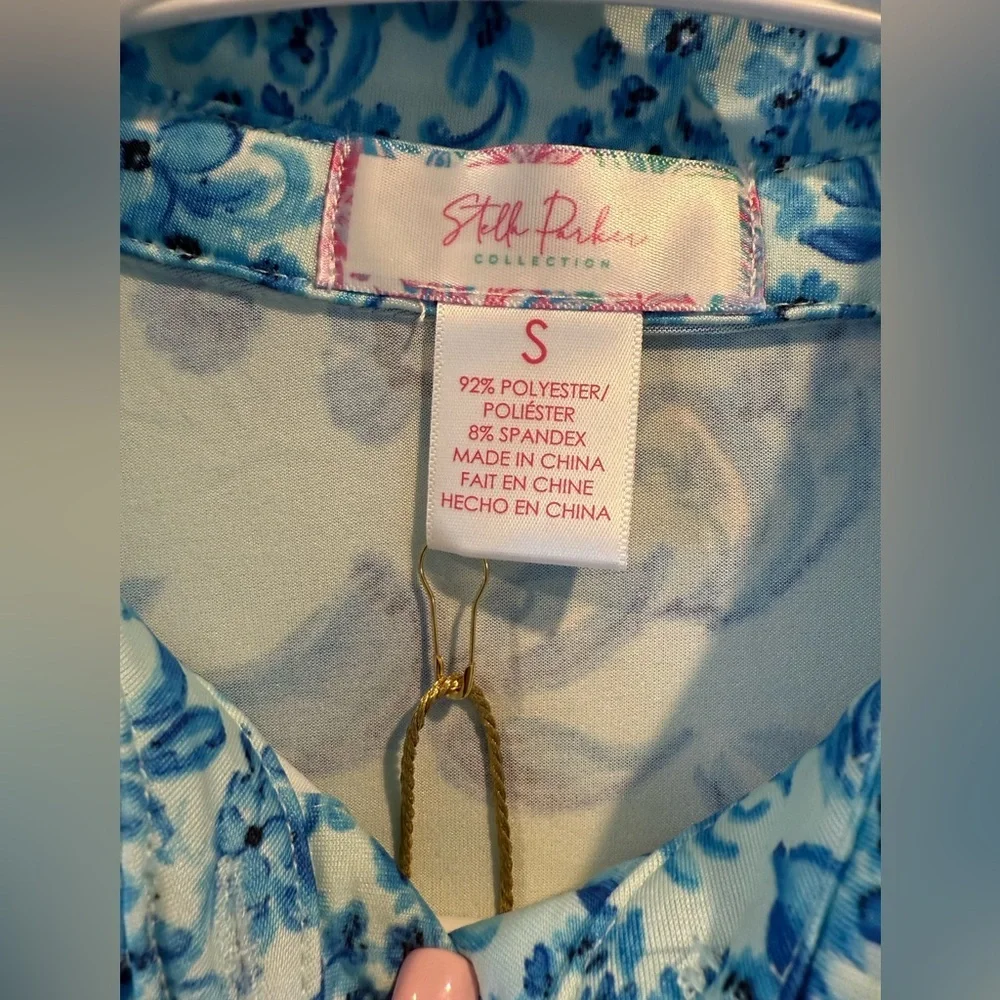 NWT Stella Parker Blue and White 3/4 Sleeve Sun Protection Top - Picture 5 of 5